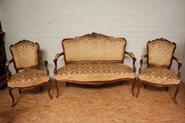 3pc walnut Louis XV sofa set