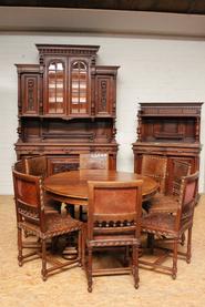 11pc. walnut Henri II dining set 19th century