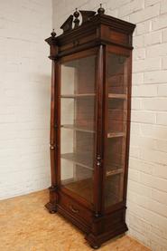 Walnut Henri II display cabinet