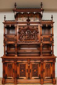 Monumental walnut 14 pc. Gothic dining room 19th century