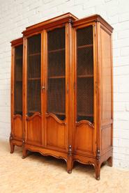 Walnut 4 door Louis XV bookcase 19th century