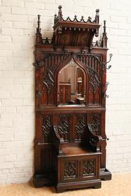 Nice oak Gothic hall tree 19th century