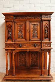 Walnut figural credenza 19th century