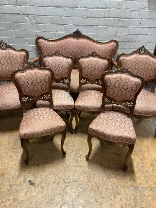 7 pc Louis XV sofa set in walnut