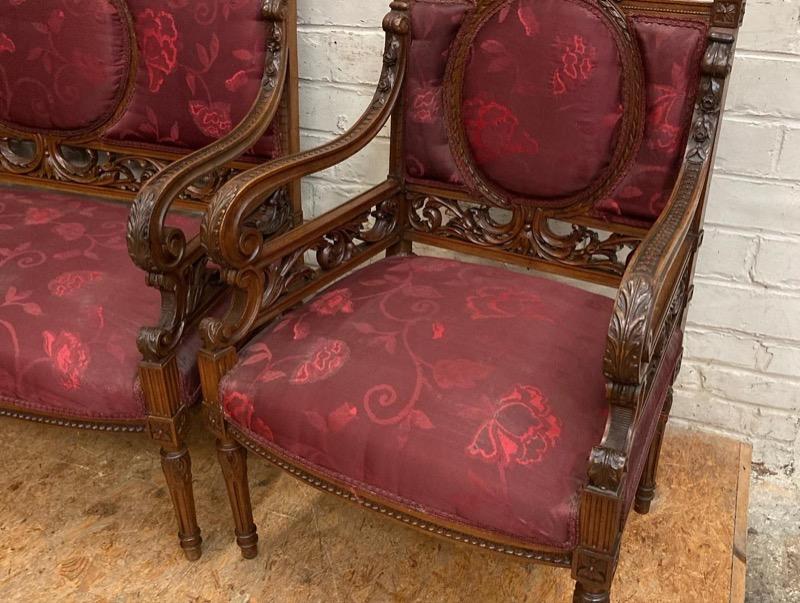 7 pc Louis XVI sofa set in walnut