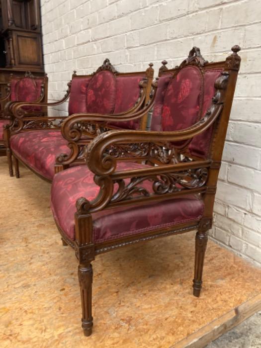 7 pc Louis XVI sofa set in walnut