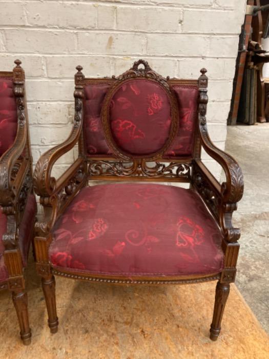 7 pc Louis XVI sofa set in walnut