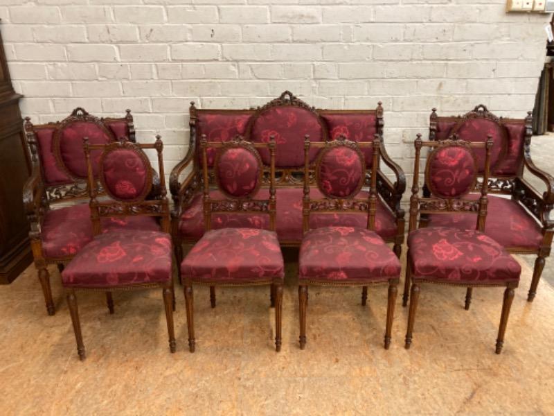 7 pc Louis XVI sofa set in walnut