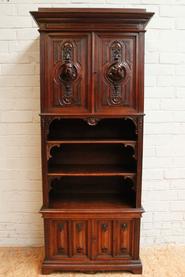 Walnut narrow renaissance cabinet with 4 doors 19th century