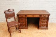 Walnut gothic desk with chair 19th century