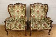 Pair walnut Louis XV bergeres 19th C.