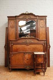 Pc. walnut Louis XVI with inlay and bronze bedroom set 19th century