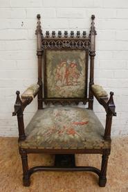 Walnut Gothic arm chair 19th c.