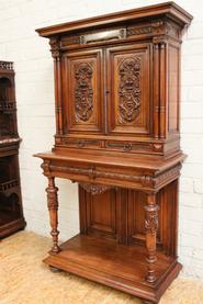 Walnut Henri II credenza with marble 19th century