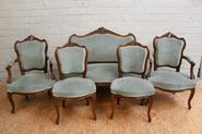 5pc Walnut Louis XV sofa set 19th century