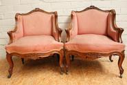 Pair little walnut Louis XV Bergéres 19th century