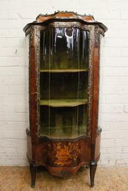 Walnut bombay display cabinet with bronze and inlay 19th century