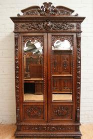Oak hunt armoire/bookcase 19th c.