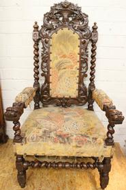 Oak hunt arm chair 19th C.