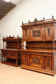 Walnut Henri II cabinet and server 19th C.