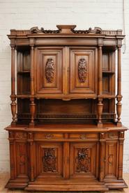 Walnut 6 doors Henri II cabinet 19th century