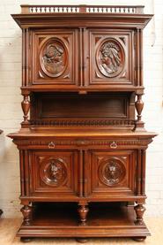 Walnut Henri II cabinet 19th C.