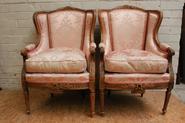 Pair oak Louis XVI bergeres 19th