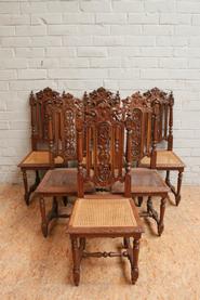 6 oak hunt chairs 19th century