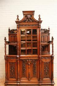 Special monumental walnut Henri II cabinet 19 th century