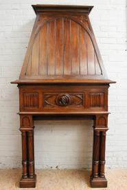 Walnut Gothic fire mantle 19th century