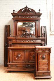 3 Pc. walnut Henri II bedroom set 19th century