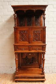 Walnut figural credenza with Angelus pond signed by A. JABY