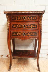 Nightstand in wood of roses bronze and seivre 18th century