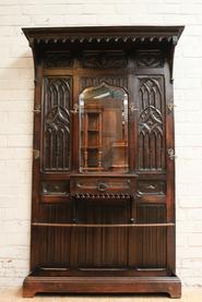 Oak Gothic hall tree 19th C.