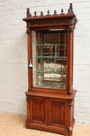 walnut gothic display cabinet 19th century