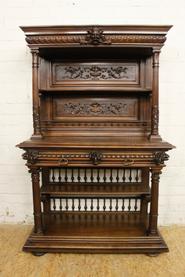 -Exceptional walnut Henri II server 19th century