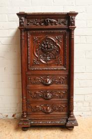 Oak hunt secretary desk with marble top 19th century