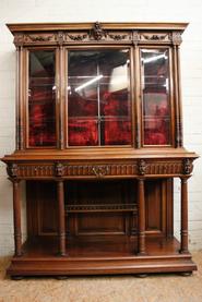 Exceptional walnut Henri II display cabinet 19th century.