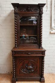 Oak single door hunt cabinet 19th C.