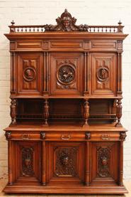 Walnut 6 doors Henri II cabinet 19th C.