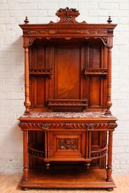 Walnut Henri II server with marble top 19th century