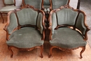 Louis XV style Sofa set in Walnut, France 19th century
