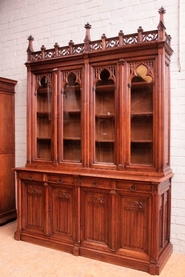 8 door gothic style bookcase in walnut