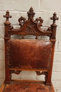 Gothic style Chairs & table in Walnut, France 19th century