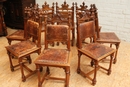 Gothic style Chairs & table in Walnut, France 19th century