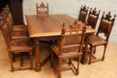 Gothic style Chairs & table in Walnut, France 19th century