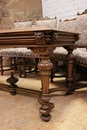 Henri II style Sofa set in Walnut, France 19th century