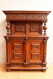 Walnut renaissance cabinet signed by J.KAHLEN PARIS 19th century