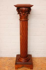 Walnut Henri II pedestal with marble top 19th century