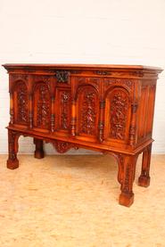 Walnut renaissance server signed by Bellanger Paris 19th century